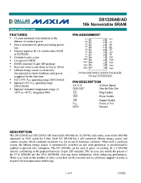 Datasheet DS1220AD-100 производства MAXIM