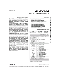 Datasheet MAX101AEVKIT-CFR производства MAXIM