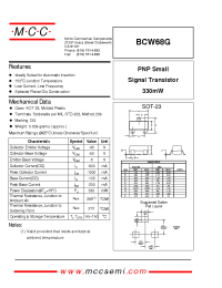 Datasheet BCW68G manufacturer MCC