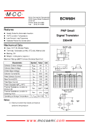 Datasheet BCW68H manufacturer MCC