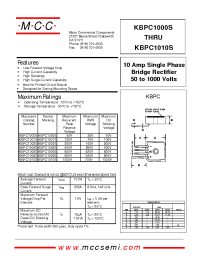 Datasheet KBPC1006S производства MCC