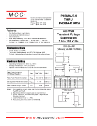 Datasheet P4SMAJ160 производства MCC