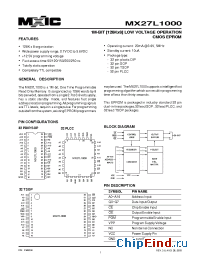 Datasheet MX27L1000TI-25 производства Macronix