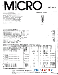 Datasheet BC143 производства Micro Electronics