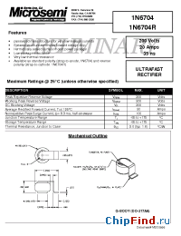 Datasheet 1N6704R manufacturer Microsemi