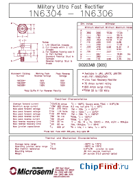 Datasheet JAN1N6304R производства Microsemi