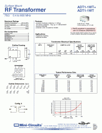 Datasheet ADT1-1WT+ производства Mini-Circuits