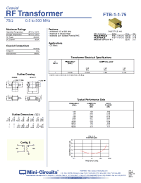 Datasheet FTB-1-1-75B*C15 производства Mini-Circuits