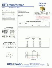 Datasheet FTB-1-6*A15+ производства Mini-Circuits