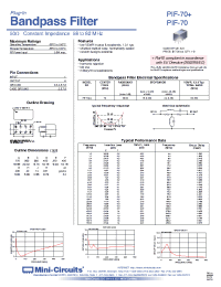 Datasheet PIF-70+ manufacturer Mini-Circuits