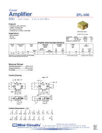Datasheet ZFL-500B-BNC производства Mini-Circuits