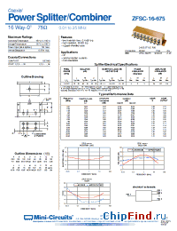 Datasheet ZFSC-16-675 производства Mini-Circuits