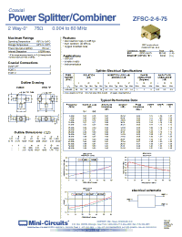 Datasheet ZFSC-2-6-75B производства Mini-Circuits