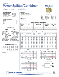 Datasheet ZFSC-3-1+ производства Mini-Circuits
