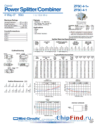 Datasheet ZFSC-4-1B-BNC производства Mini-Circuits