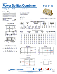 Datasheet ZFSC-8-1-75 производства Mini-Circuits
