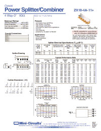 Datasheet ZX10-4A-11-S+ производства Mini-Circuits