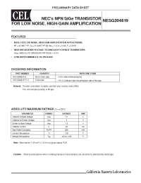 Datasheet NESG204619-A производства NEC