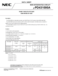 Datasheet UPD431000AGZ-B15-KJH производства NEC