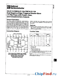 Datasheet 54LS112FMQB производства National Semiconductor