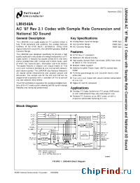 Datasheet LM4549AVH manufacturer National Semiconductor