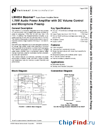 Datasheet LM4834MSX manufacturer National Semiconductor