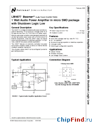 Datasheet LM4877IBPX manufacturer National Semiconductor