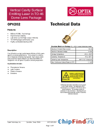 Datasheet OPV202 производства OPTEK