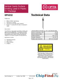 Datasheet OPV232 производства OPTEK
