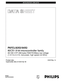 Datasheet P87CL54X2BDH manufacturer Philips