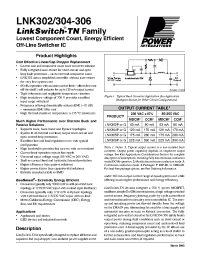 Datasheet LNK302 производства Power Integrations