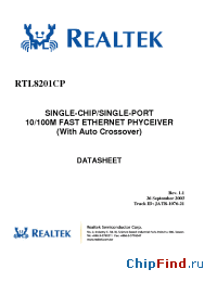 Datasheet RTL8201CP manufacturer Realtek