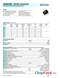 Datasheet R05I05 manufacturer Recom