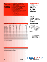 Datasheet RP03-2412DD manufacturer Recom