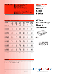 Datasheet RP10-1205SE manufacturer Recom