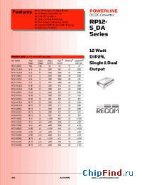 Datasheet RP12-1215DA manufacturer Recom