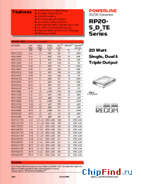 Datasheet RP20-120515TE manufacturer Recom