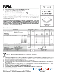 Datasheet RF1181D производства RF Monolithics