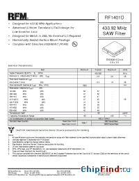 Datasheet RF1401D производства RF Monolithics