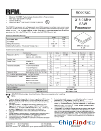Datasheet RO2073C производства RF Monolithics