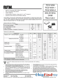 Datasheet RO2165A-1 производства RF Monolithics