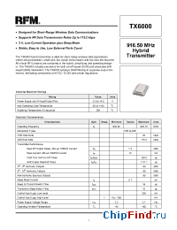 Datasheet TX6000 производства RF Monolithics