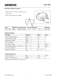 Datasheet BCR119W производства Siemens