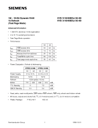 Datasheet HYB3118160BSJ-60 manufacturer Siemens