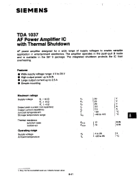 Datasheet TDA1037 производства Siemens