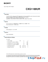 Datasheet CXG1189UR производства SONY