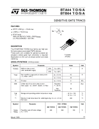 Datasheet BTA04 производства STMicroelectronics