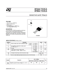 Datasheet BTA04-400D производства STMicroelectronics