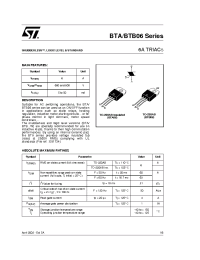 Datasheet BTA06-400T производства STMicroelectronics