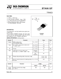 Datasheet BTA06GP производства STMicroelectronics